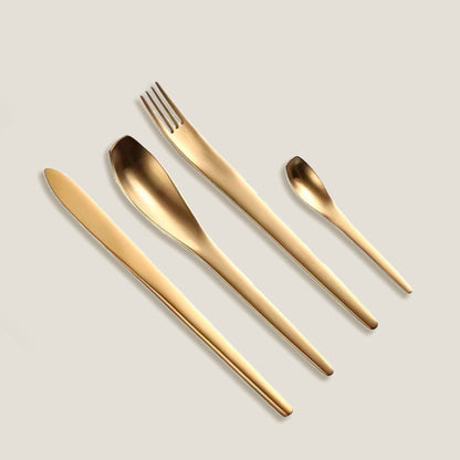 Oval Matte Gold Cutlery Set