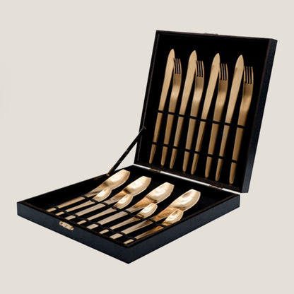 Oval Matte Gold Cutlery Set