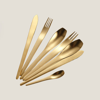 Oval Matte Gold Cutlery Set