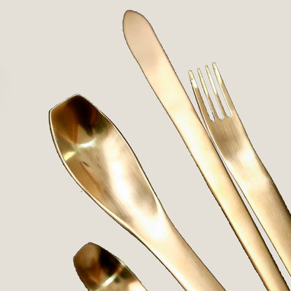 Oval Matte Gold Cutlery Set