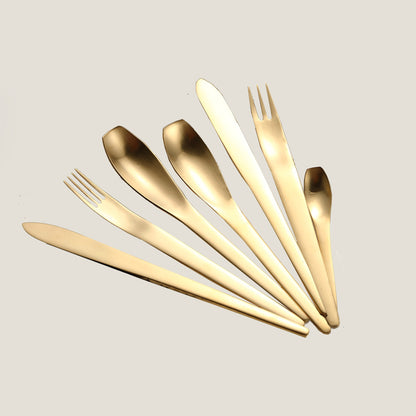 Oval Matte Gold Cutlery Set