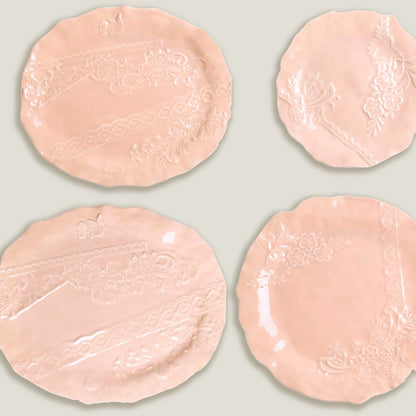 Embossed Peach Dinner Plates