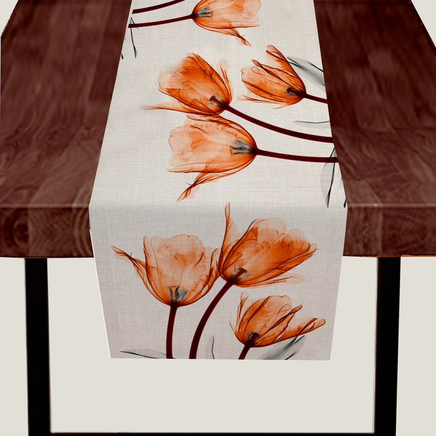 Peach Orange Tulip Table Runner