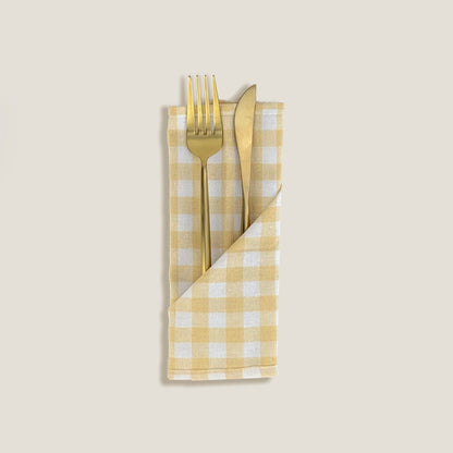 Beige Gingham Plaid Napkin Set