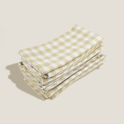 Beige Gingham Plaid Napkin Set