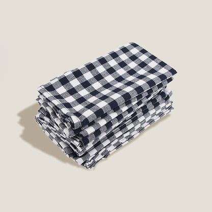 Navy Blue Gingham Plaid Napkin Set