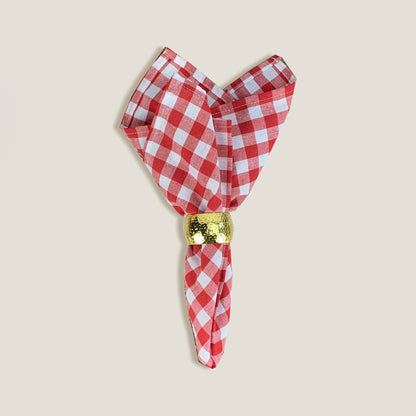 Red  Gingham Plaid Napkin Set