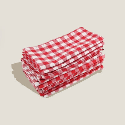 Red  Gingham Plaid Napkin Set