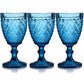 Blue Grid Glass Goblet Set