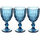 Set De Copas De Cristal Floral Azul