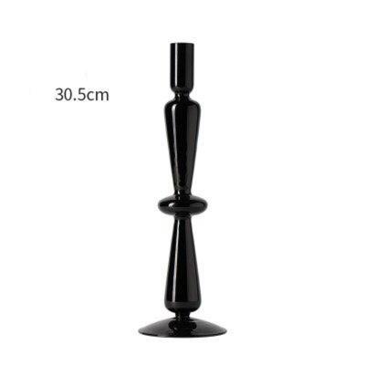 Black Glass Candle Holder