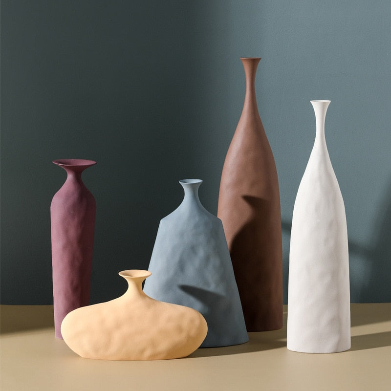 Brown Hammered Ceramic Vase
