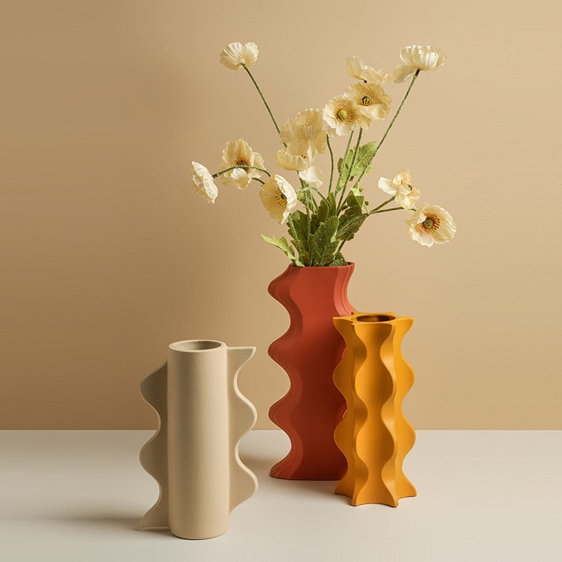 Beige Sand Art Wave Vase