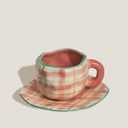 Red Plaid Mug Set