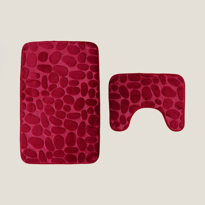 Red Stone Bathroom Bath Mat Set