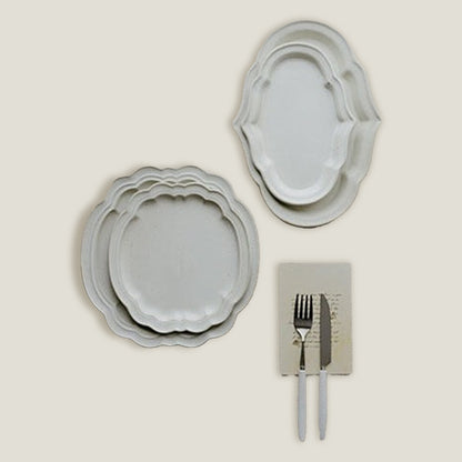 White Rococo Dinner Plates