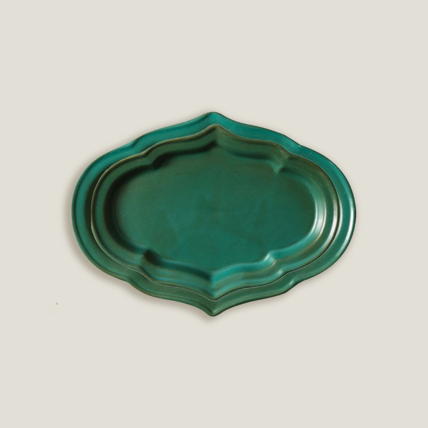 Green Rococo Dinner Plates