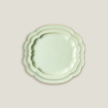 Green Lime Rococo Dinner Plates