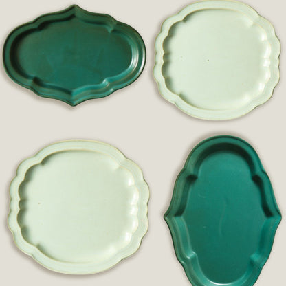 Green Rococo Dinner Plates