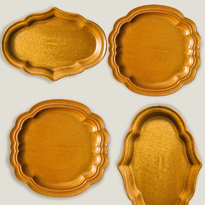 Ambar Ochre Rococo Dinner Plates