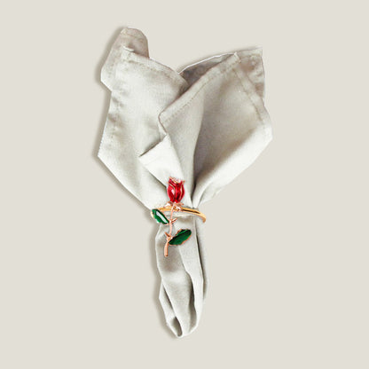 Rose Flower Napkin Rings Set