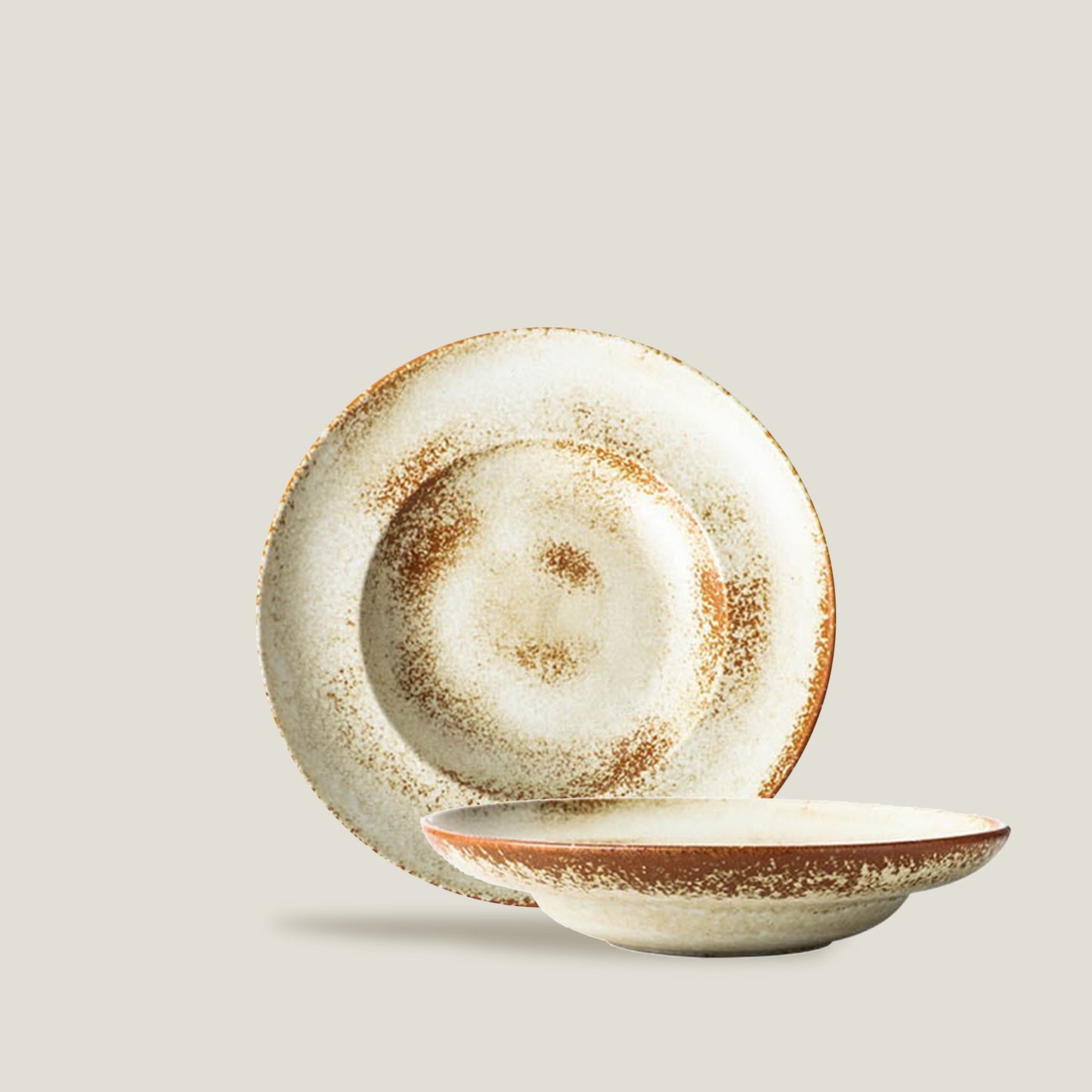 Sand White Ceramics Pasta Plates