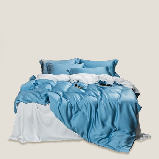 Blue Light Silk Bedding Set
