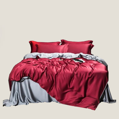 Set De Cama De Seda Roja