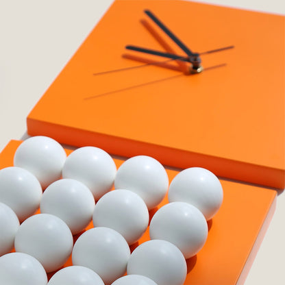 Orange Square Wood Wall Clock