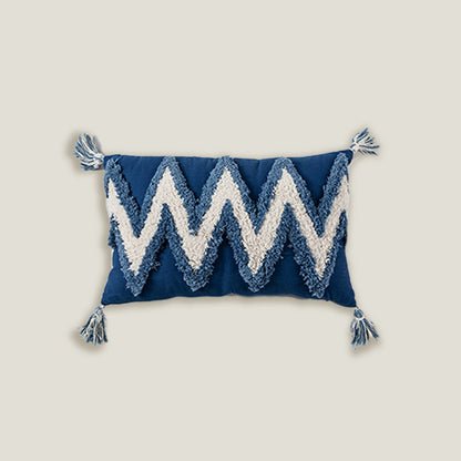 Blue Tassels Cushion Cover