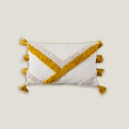 Yellow Tassels Cushion Cover