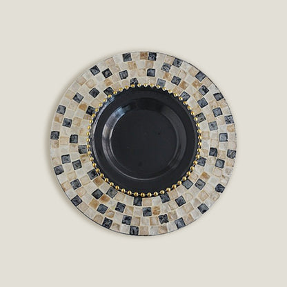 Black Plaid Gold Pearl Under Plates