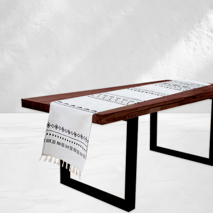 White Black Table Runner