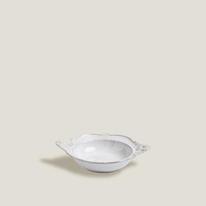 White Embossed Bowls With Handles