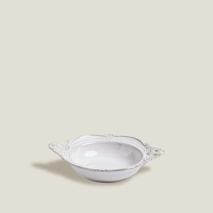 White Embossed Bowls With Handles