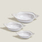 White Embossed Bowls With Handles