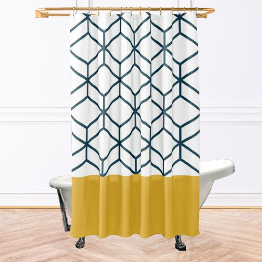 White Gold Hex Shower Curtain