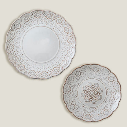 White Gray Emmbossed Plates