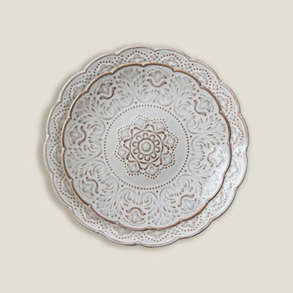 White Gray Emmbossed Plates