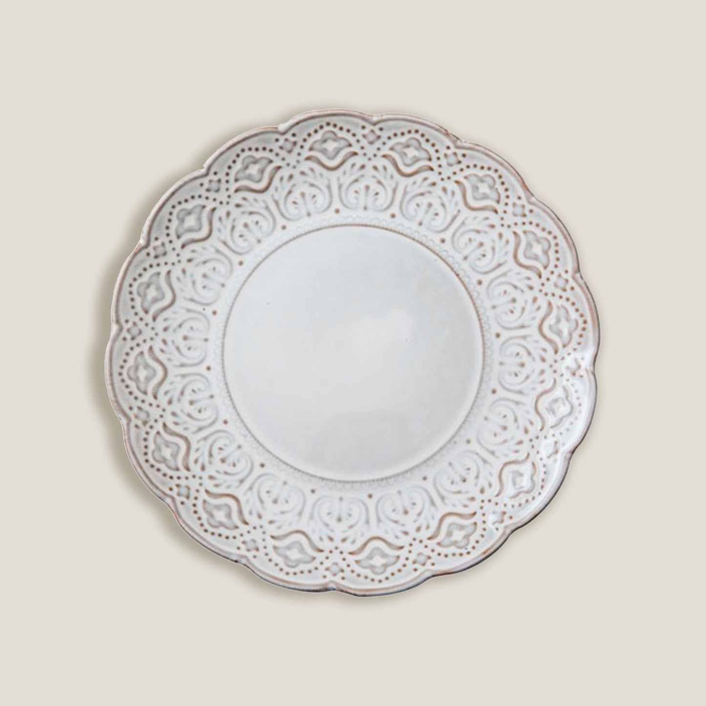 White Gray Emmbossed Plates