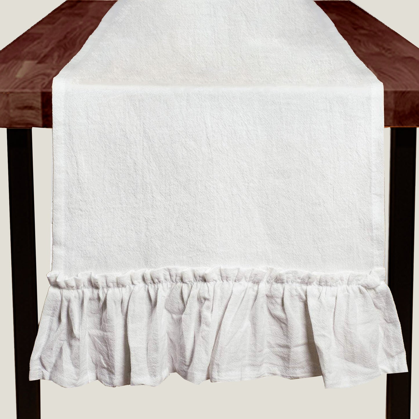 White Ruffles Table Runner