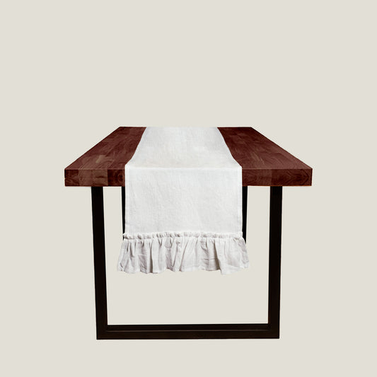 White Ruffles Table Runner