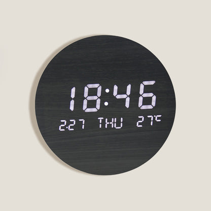 Black Wood Round Wall Clock