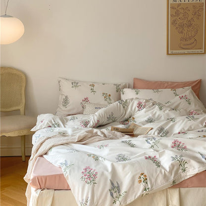 White Flower Pastoral Bedding Set