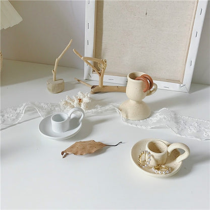 Cream Sand Ceramic Candle Holders