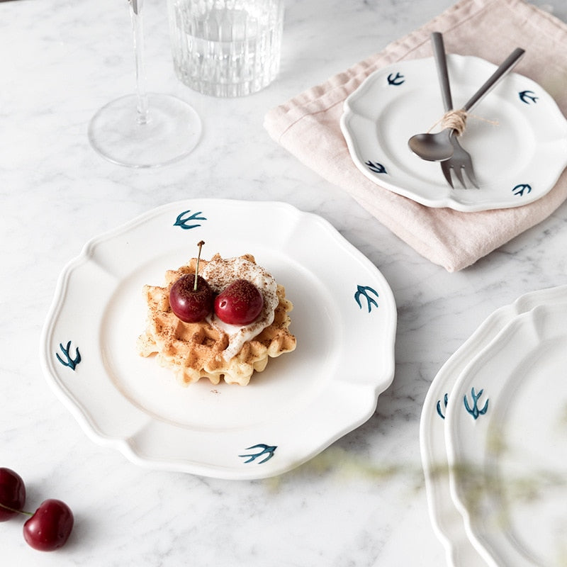 Blue White Bird Dinner Plates