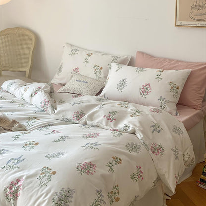 White Flower Pastoral Bedding Set