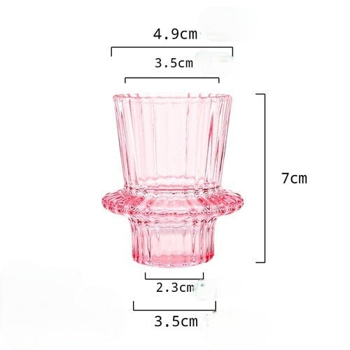 Pink Stripe Glass Candle Holder