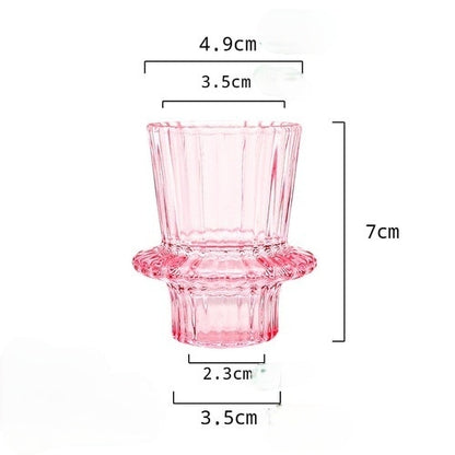 Pink Stripe Glass Candle Holder