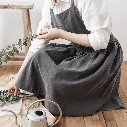 Gray Blue Cotton Apron